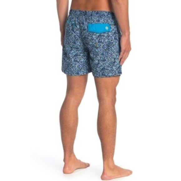 Ganesh Mens Swim Trunks Floral Print in Blue Size XL Extra Large - Picture 3 of 13